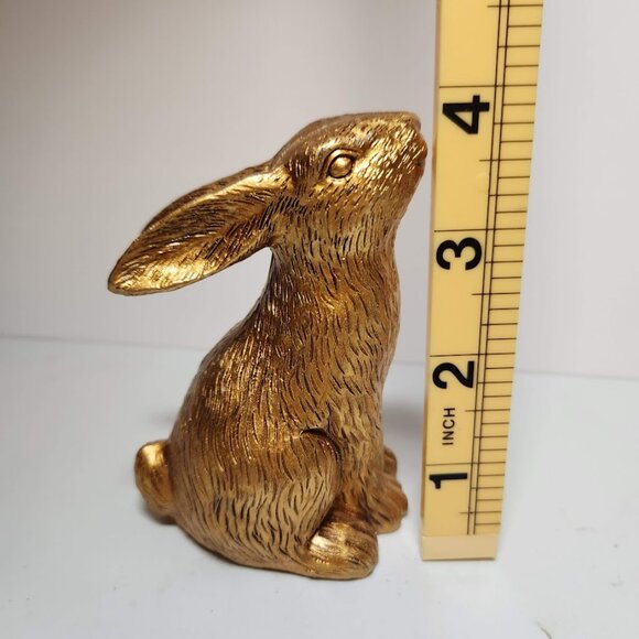Gold Tone Easter Bunny Rabbit Figurine Target Retro Antique Style Bullseye Decor - Picture 9 of 12